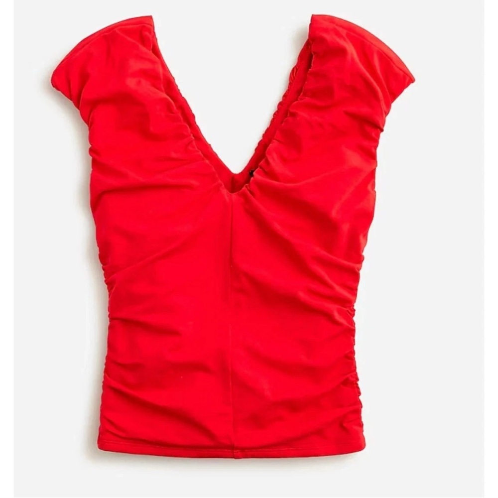 J Crew Ruched V-neck Top Stretch Cotton Blend Size XS CA527 New!